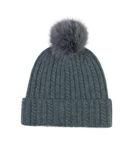 100% Cashmere Pom Pom Hat