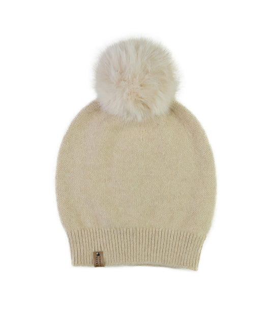 100% Cashmere Pom Pom Hat