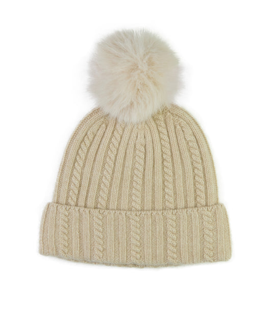 100% Cashmere Pom Pom Hat