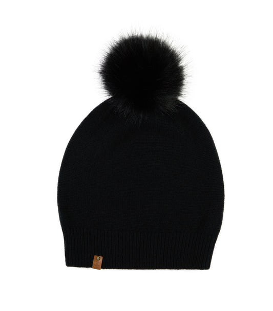 100% Cashmere Pom Pom Hat