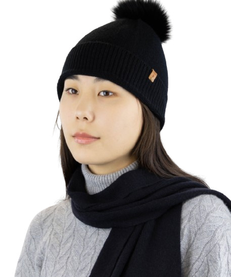 100% Cashmere Pom Pom Hat