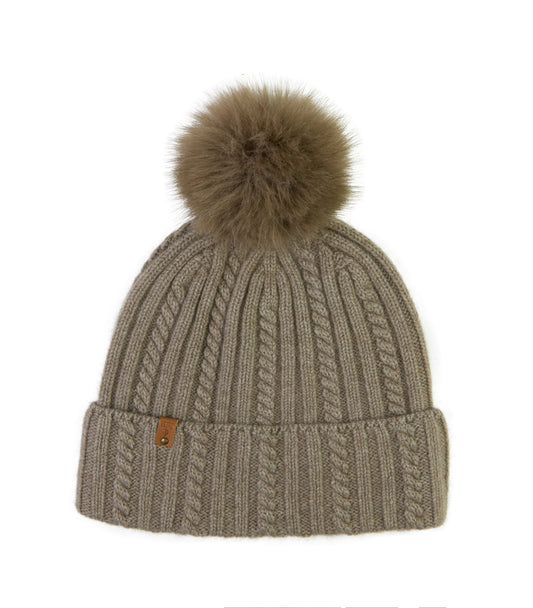 100% Cashmere Pom Pom Hat