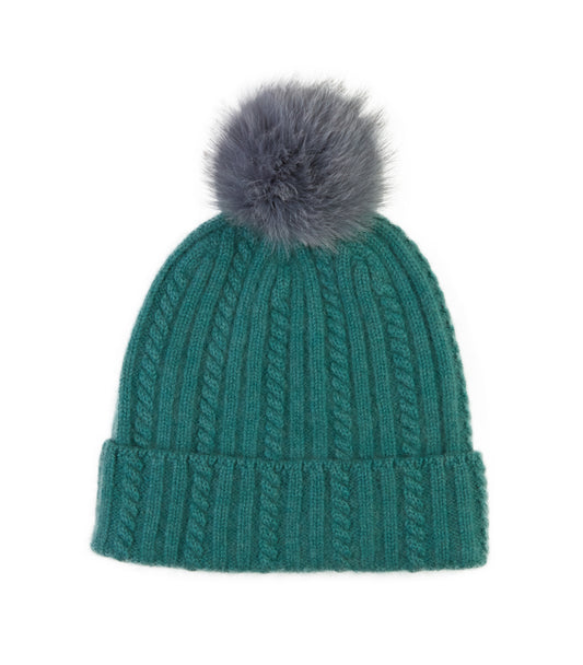 100% Cashmere Pom Pom Hat