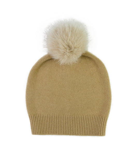100% Cashmere Pom Pom Hat