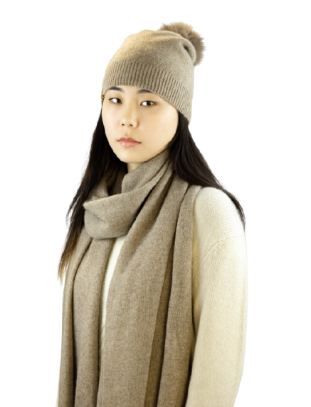 100% Cashmere Pom Pom Hat