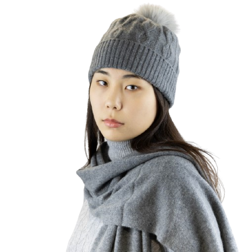 100% Cashmere Pom Pom Hat