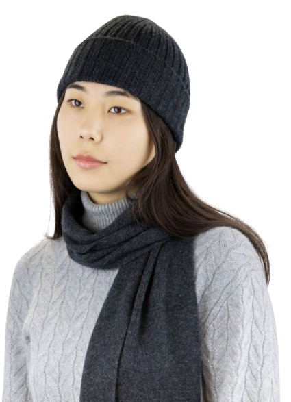 100% Cashmere Chunky Ribbed Hat