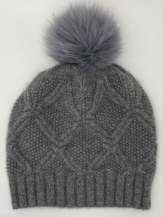 100% Cashmere Pom Pom Hat